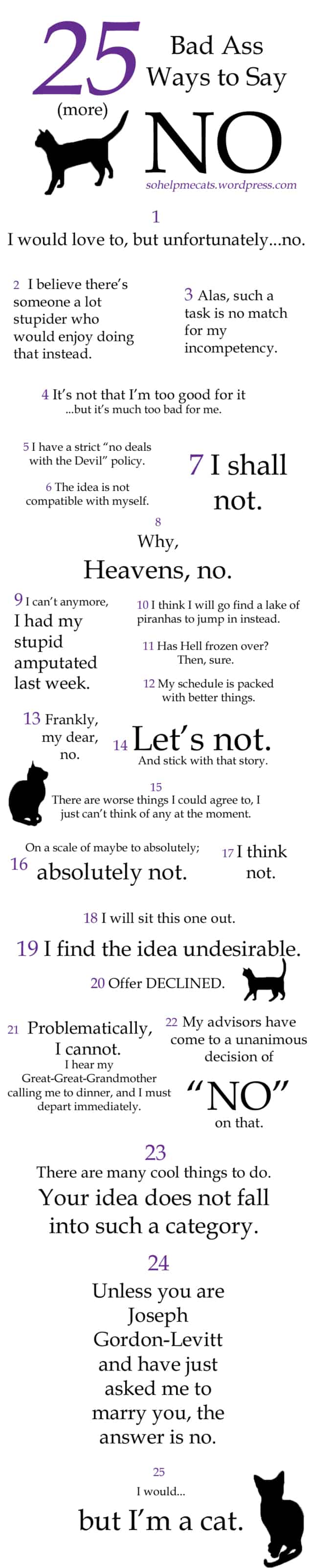 25 funny ways to say no